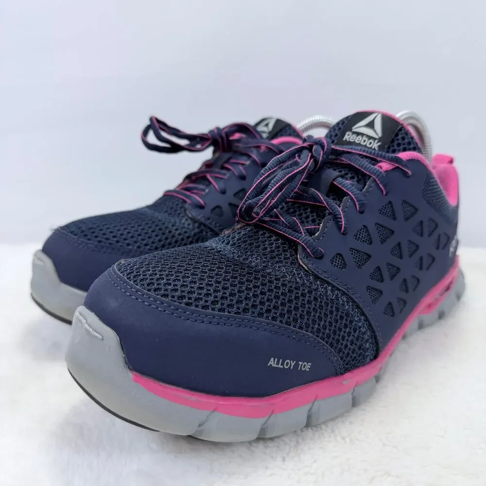 Reebok Sublite Cushion Work Alloy Toe RB046 Womens Navy Pink Size 10